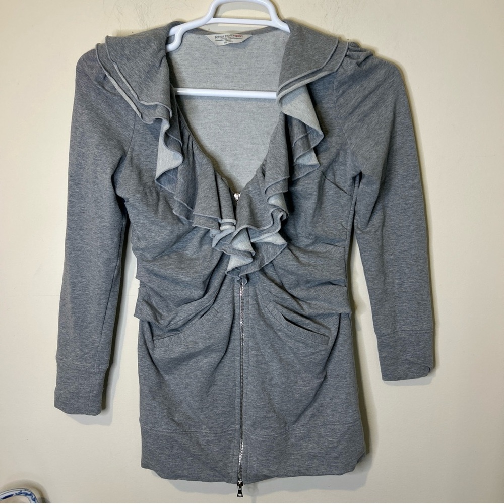 Boston Proper Sport Gray Zip-Up Cardigan